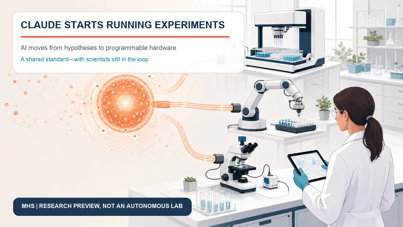 Figure 1: Claude begins running experiments, moving AI from the screen to the bench
