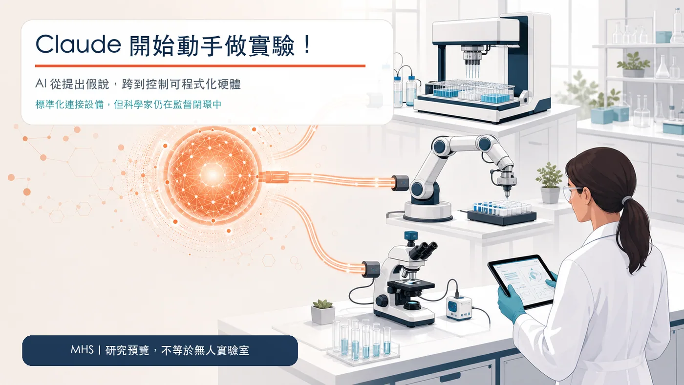 圖 1|Claude 開始動手做實驗:AI 從螢幕走向實驗台