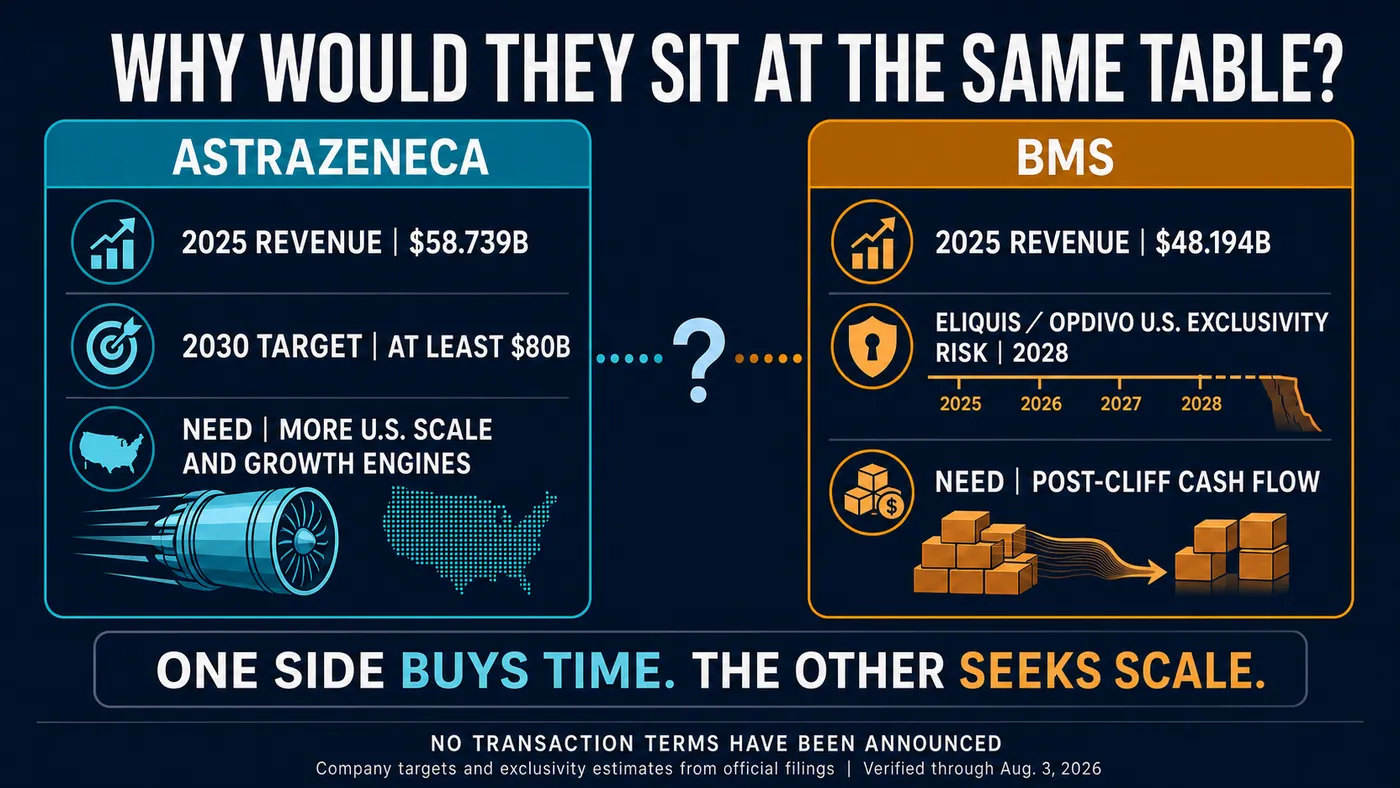 The growth and patent-cliff logic that could bring AstraZeneca and BMS to the same negotiating table