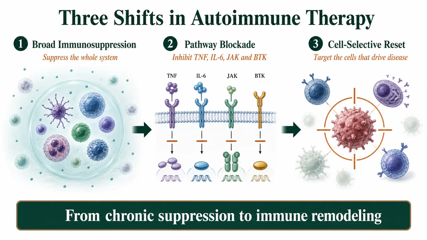The ADC platform moves from selective tumor killing toward selective immune modulation in autoimmune disease