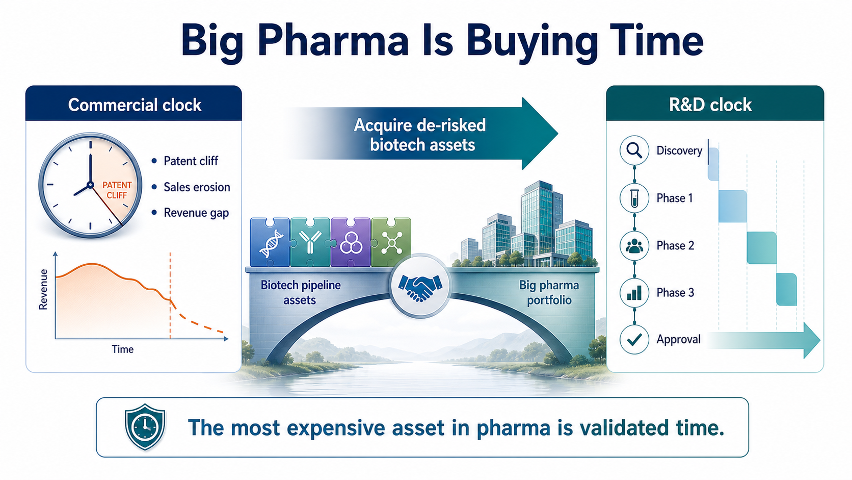Big Pharma buys validated time by acquiring de-risked biotech assets