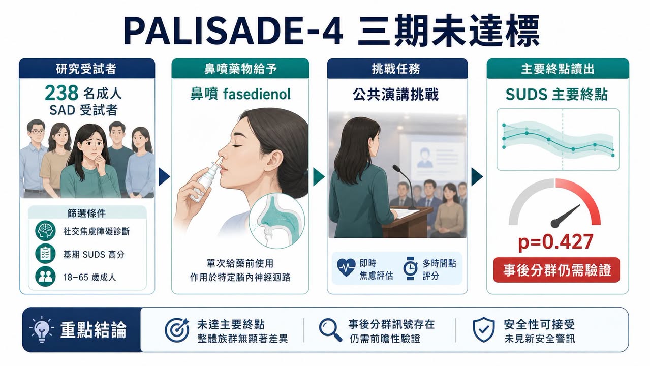 Facebook 原圖:社恐神藥三期踩煞車:Fasedienol 不是輸在故事,而是輸在 CNS 新藥最難證明的一格(圖 1)