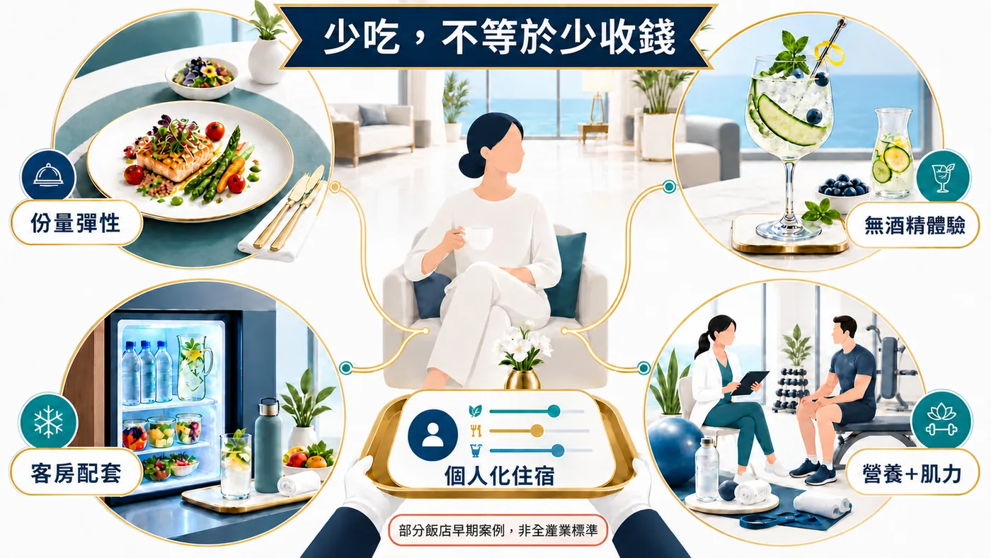 少吃不等於少收錢，高端飯店可以從份量、無酒精體驗、房內設計、個人化與營養加肌力重新設計服務