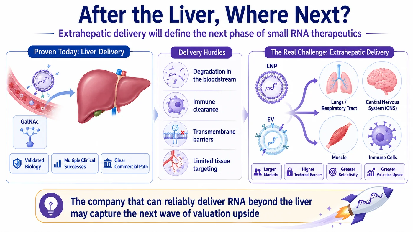 Figure 3 | Organ-level delivery difficulty is beginning to reprice RNA platform companies.
