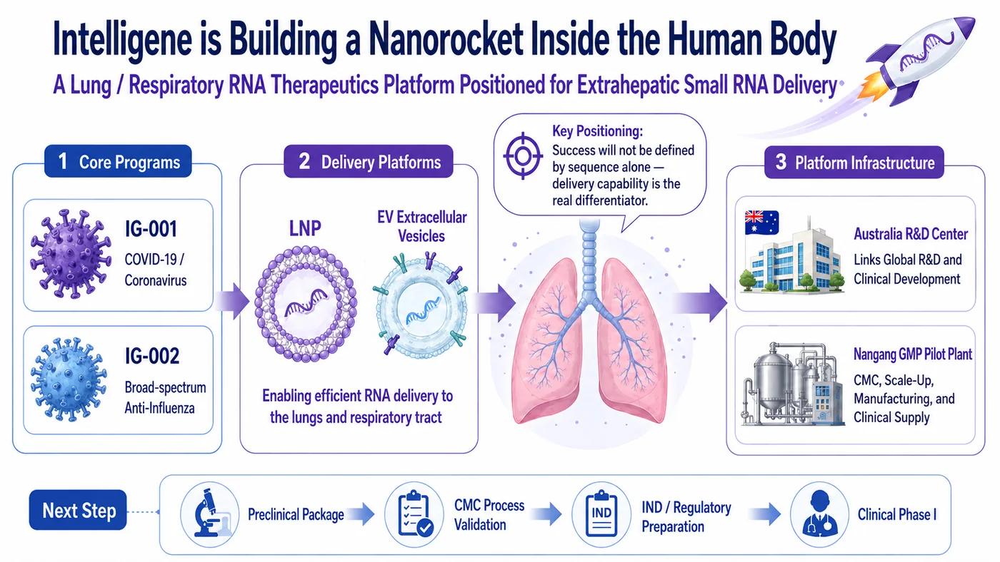Figure 5 | Intelligene's next valuation variables include preclinical data, IND progress, Phase 1 entry, CMC execution, and international partnerships.