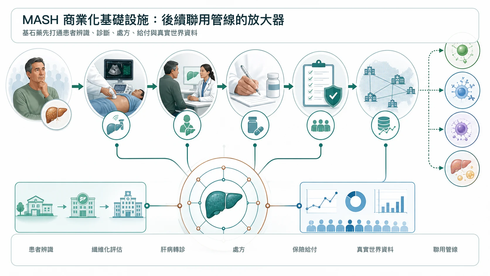 Rezdiffra 的臨床、診斷、給付與處方網絡,成為後續 MASH 聯用管線的商業放大器
