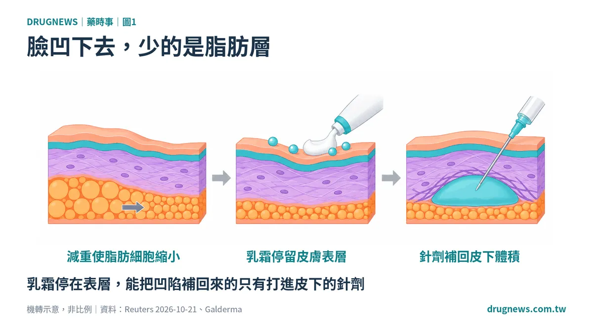 圖1｜臉凹下去，少的是脂肪層