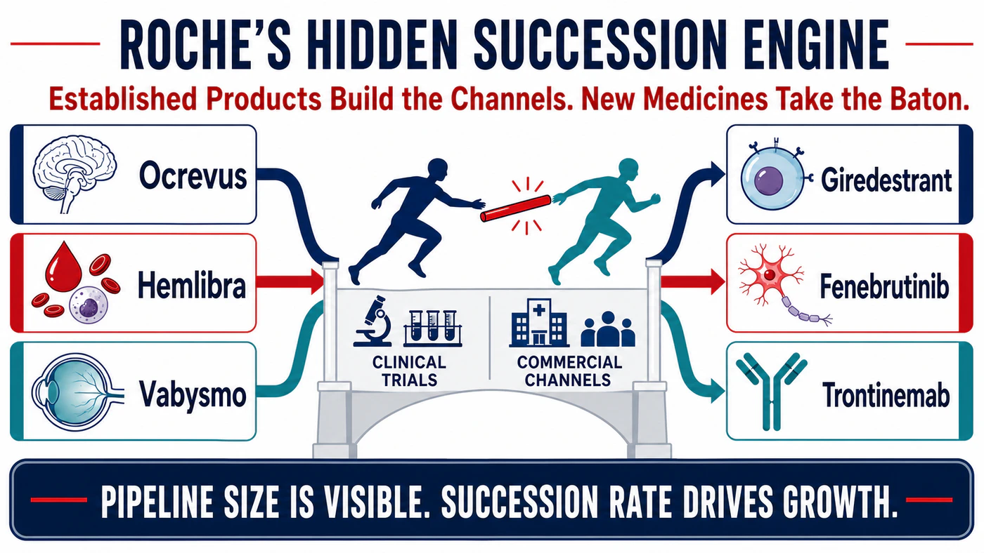 Roche's established products hand clinical and commercial infrastructure to the next generation of medicines