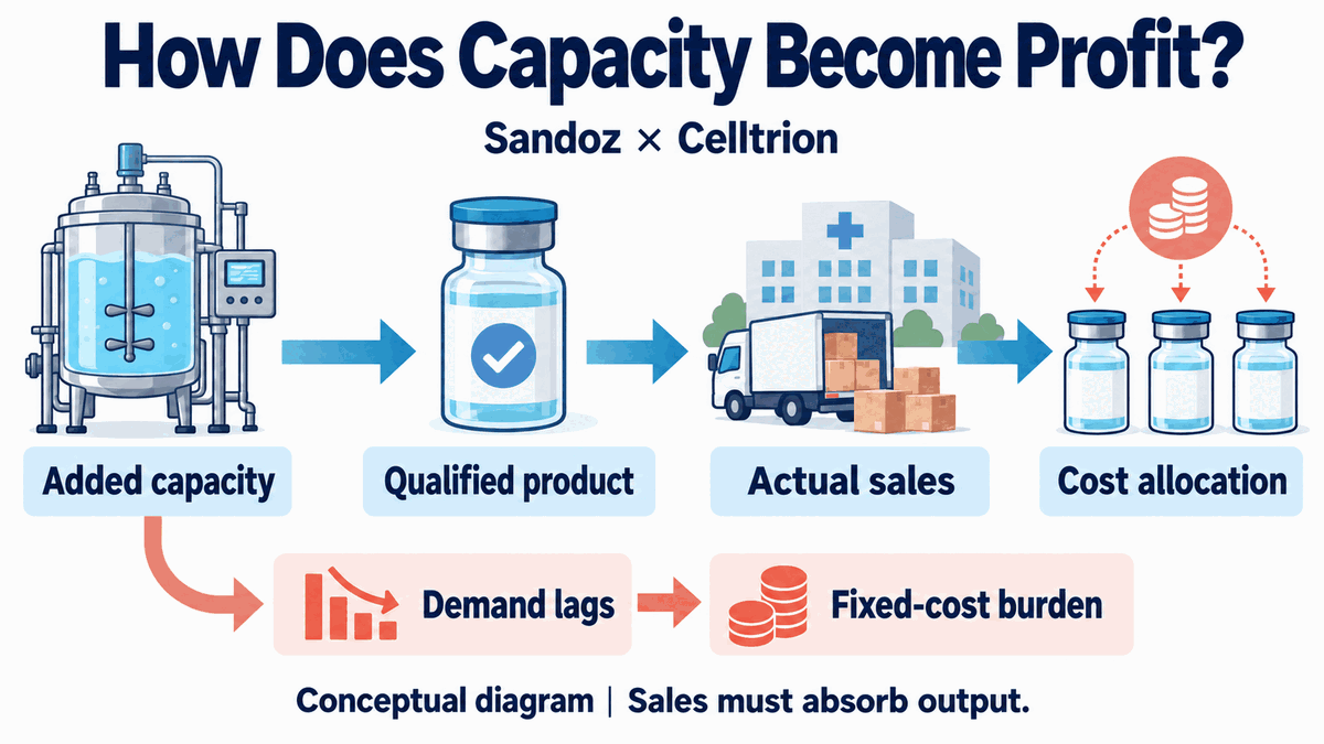 How biosimilar capacity at Sandoz and Celltrion translates into cost efficiency through qualified drug products and actual sales