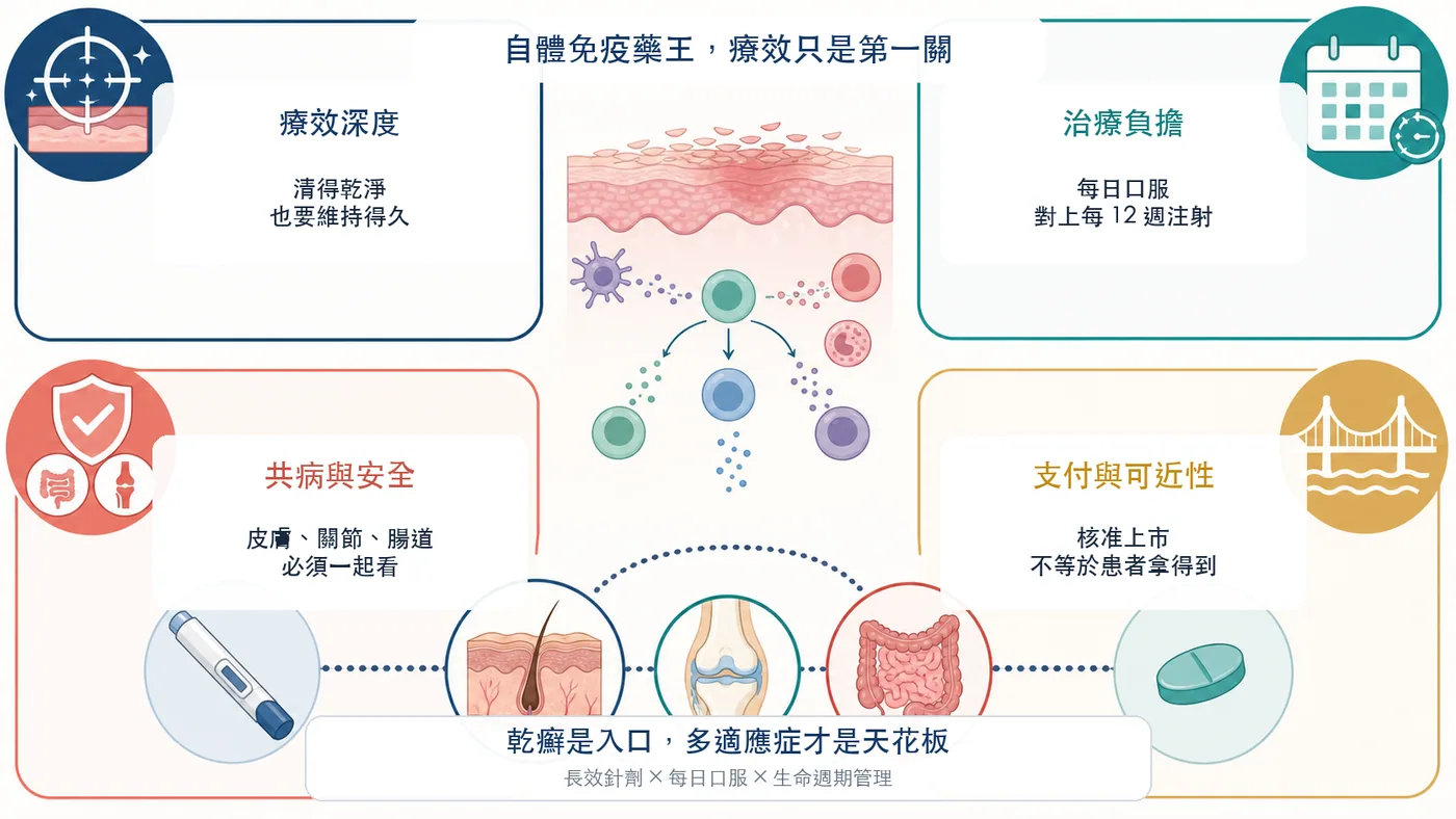 圖 3｜自體免疫市場的決勝因素包括療效深度、治療負擔、共病安全與支付可近性