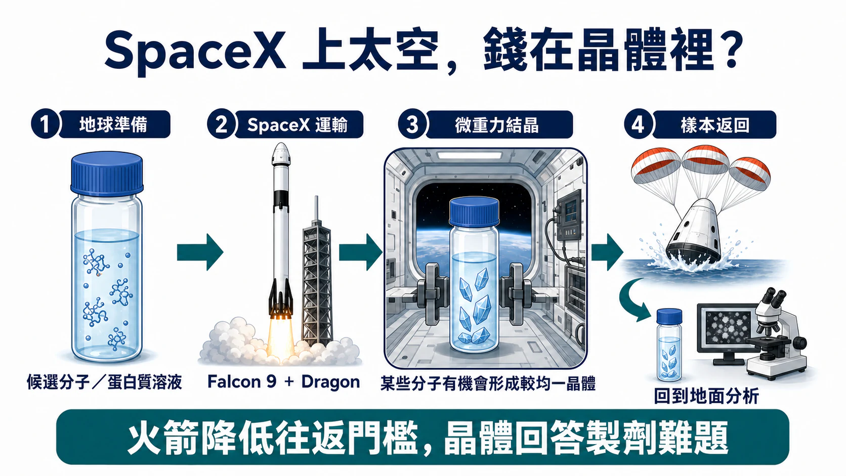 SpaceX 把候選分子送上太空,再把晶體樣本帶回地球